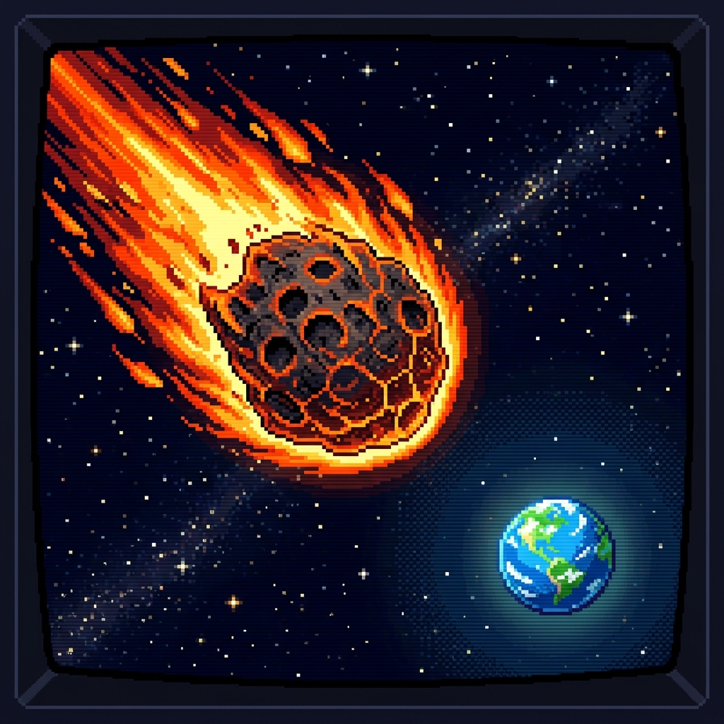 8-bit Asteroid approaching Earth